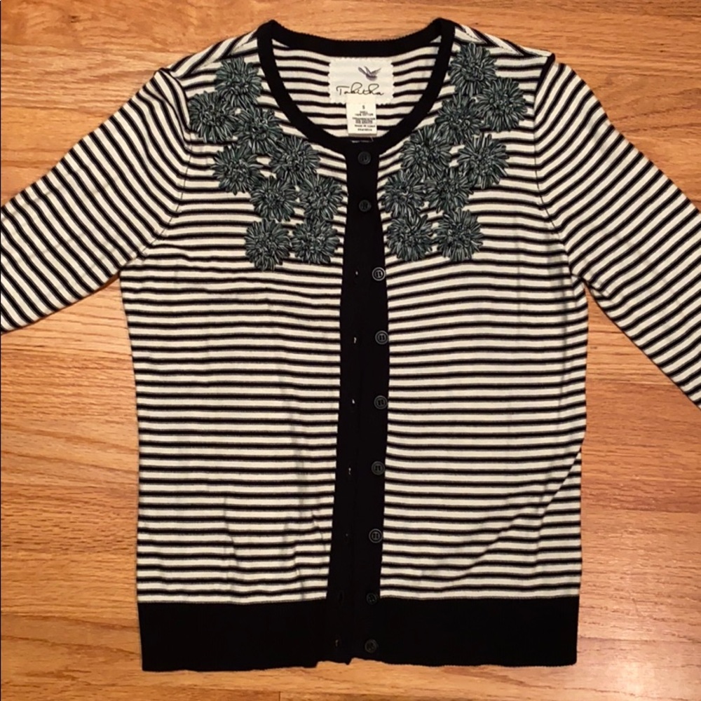 Anthropologie Tabitha stripe embellished cardigan